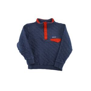 Patagonia Kids Quilted Snap-T Pullover Organic Cotton Blue Red Size M